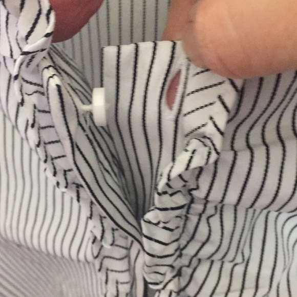 Talbots Ruffled Front Striped Button Down Shirt - Picture 6 of 6